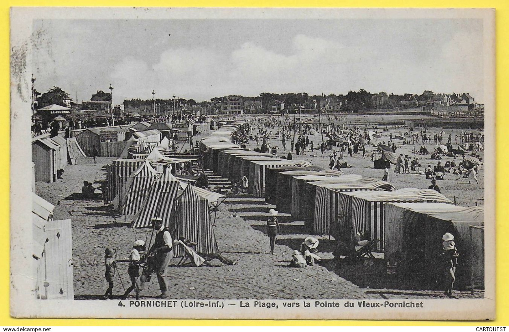 CPA PORNICHET - La Plage Vers Le Pointe Du Vieux Pornichet - 1938 Cachet Ambulant - Pornichet