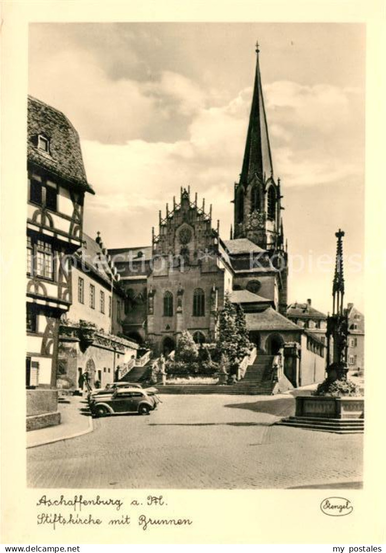 73138820 Aschaffenburg Main Stiftskirche Mit Brunnen  Aschaffenburg Main - Aschaffenburg