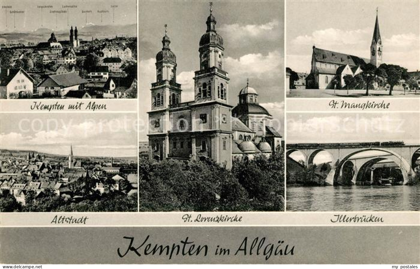 73138746 Kempten Allgaeu Stadtpanorama Alpen Altstadt St Lorenzkirche St Mangkir - Kempten