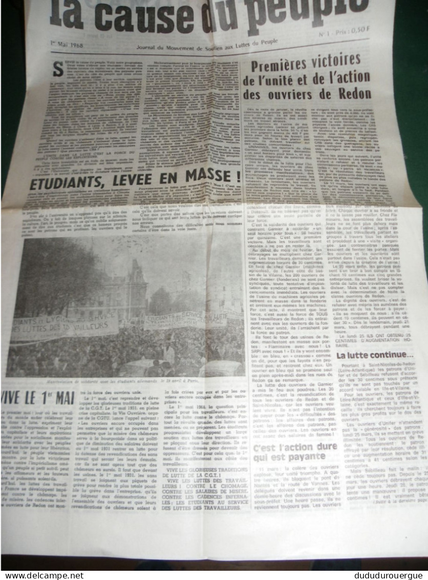 PROPAGANDE 68 : LA CAUSE DU PEUPLE N ° 1 DI 1 ° MAI 1968 - 1950 - Heute