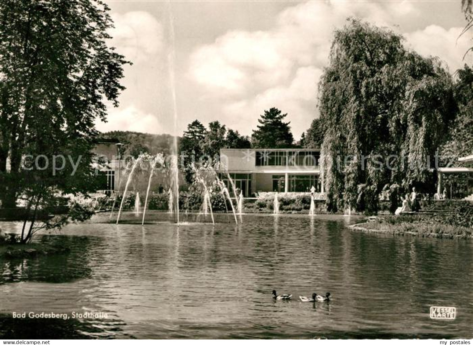 73136788 Bad Godesberg Stadthalle Teich Fontaene Wasservoegel Bad Godesberg - Bonn