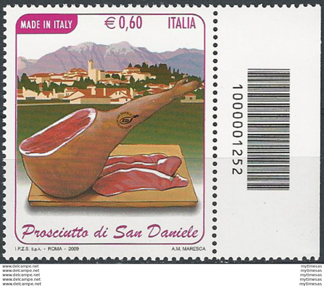 2009 Italia Prosciutto S. Daniele Codice A Barre Cat. Unif. 3151cb - Autres & Non Classés