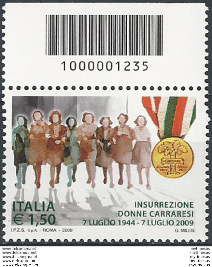 2009 Italia Insurrezione Donne Codice A Barre MNH Unif. 3153cb - Andere & Zonder Classificatie