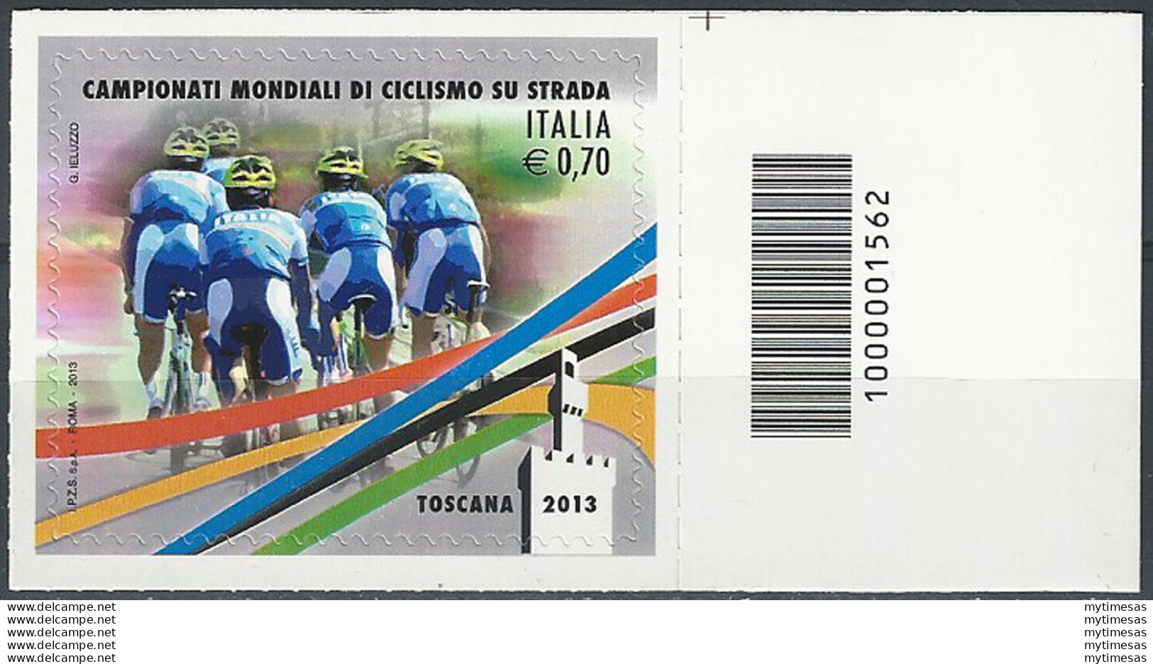 2013 Italia Ciclismo 0,70 Varietà Rosa Codice A Barre Cat. Unif. 3468cba - Otros & Sin Clasificación