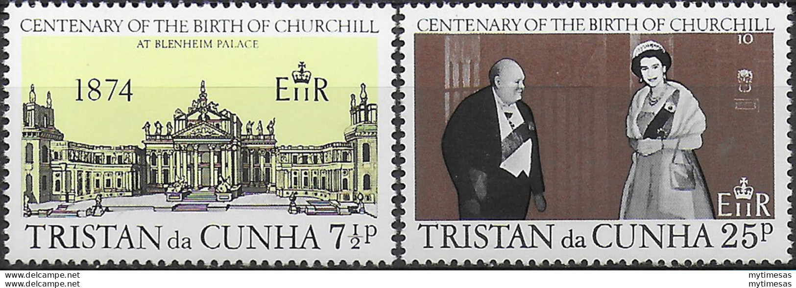 1974 Tristan Da Cunha Winston Churchill 2v. MNH SG N. 193/94 - Altri & Non Classificati