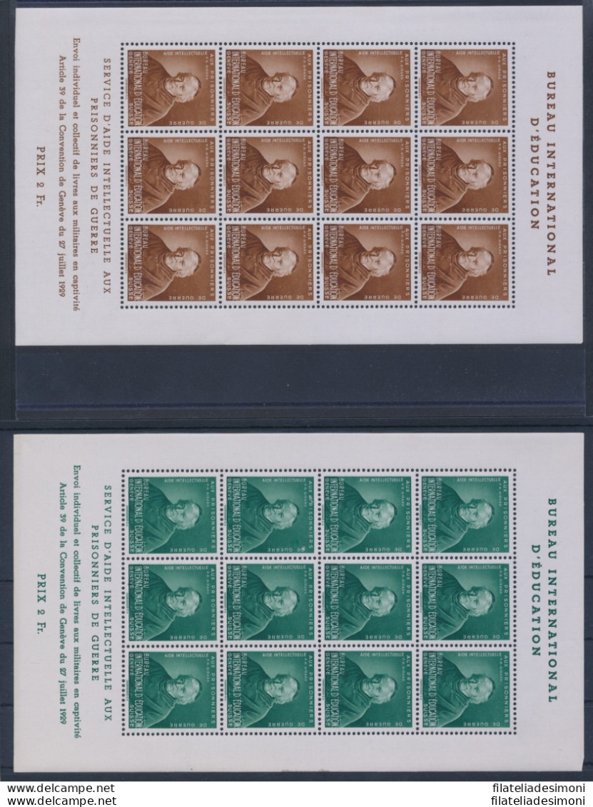 1942 SVIZZERA - Bureau International D'Education - Francobolli Di Servizio - 4 Minifogli Di 12 Val - Père Girard - MNH* - Altri & Non Classificati