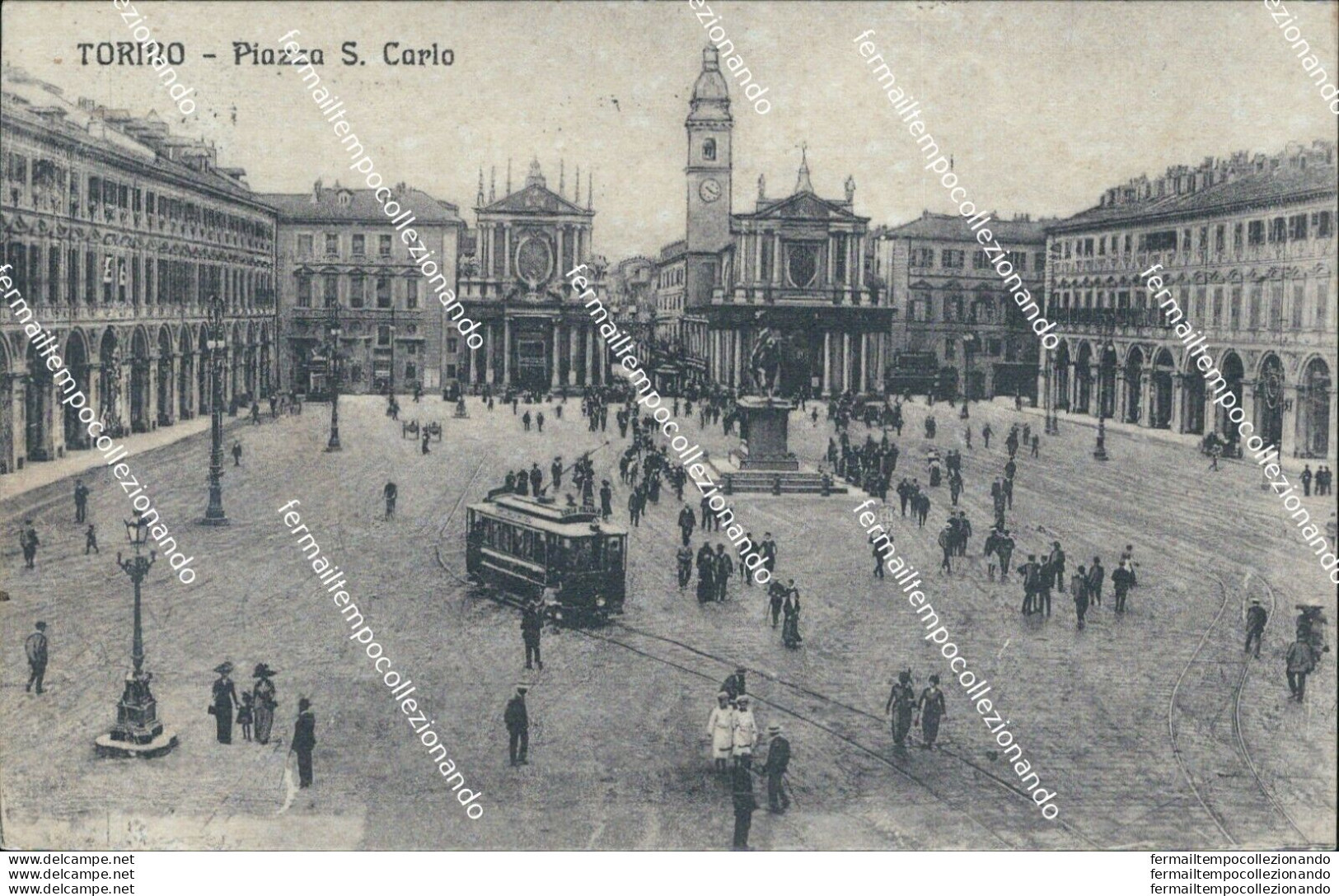 Bf164 Cartolina Torino Citta' Piazza S.carlo 1924 - Sonstige & Ohne Zuordnung