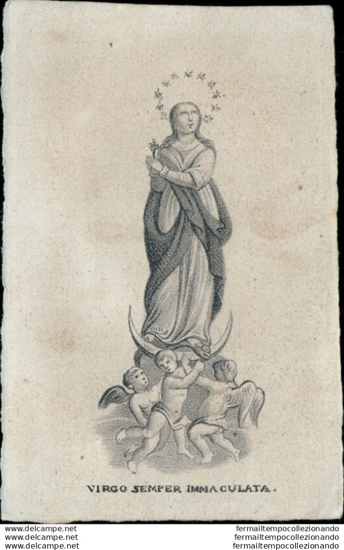 Bm94 Antico Santino Incisione Virgo Semper Immaculata - Santini