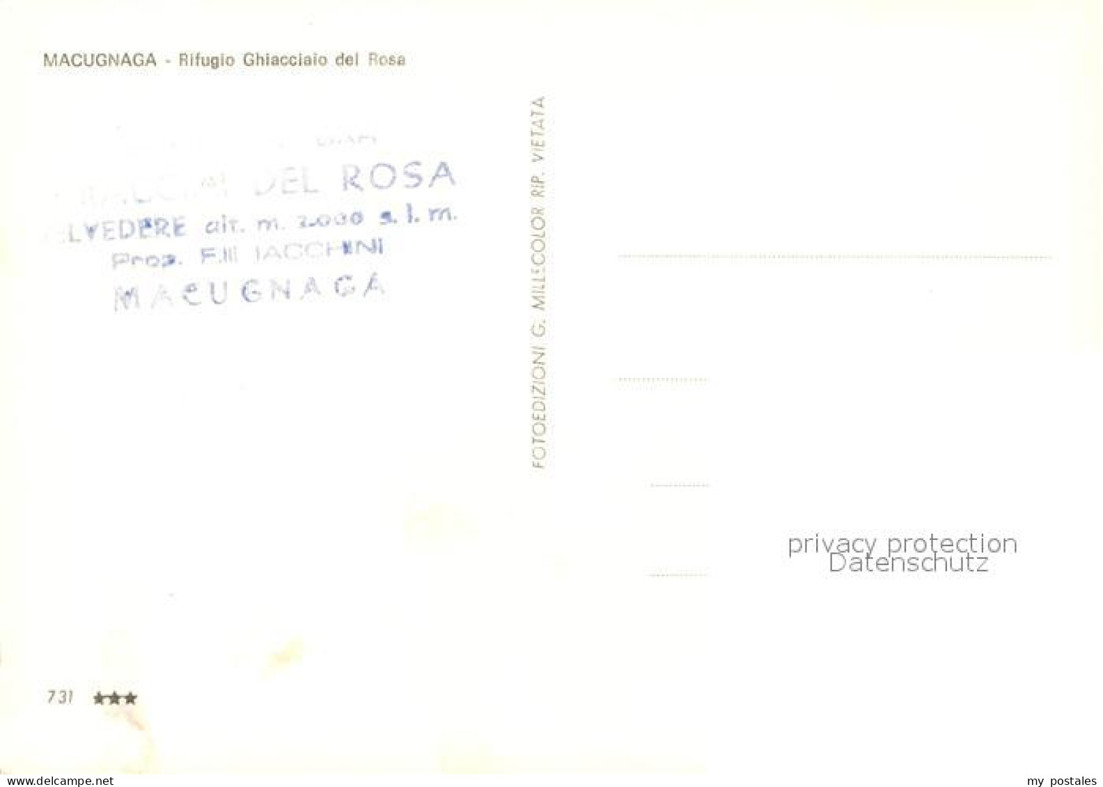 73128997 Macugnaga Rifugio Ghiaccialo Del Rosa Macugnaga - Andere & Zonder Classificatie