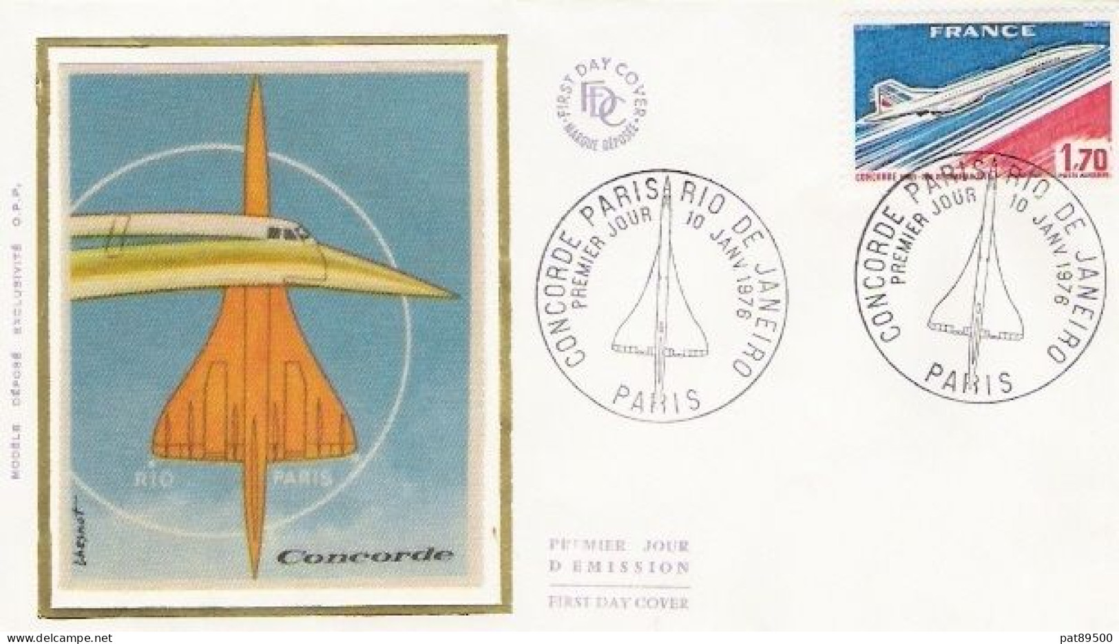 AVIONS / FDC CONCORDE Du 10/01/76  -sur Soie - RIO De Janeiro - 1970-1979