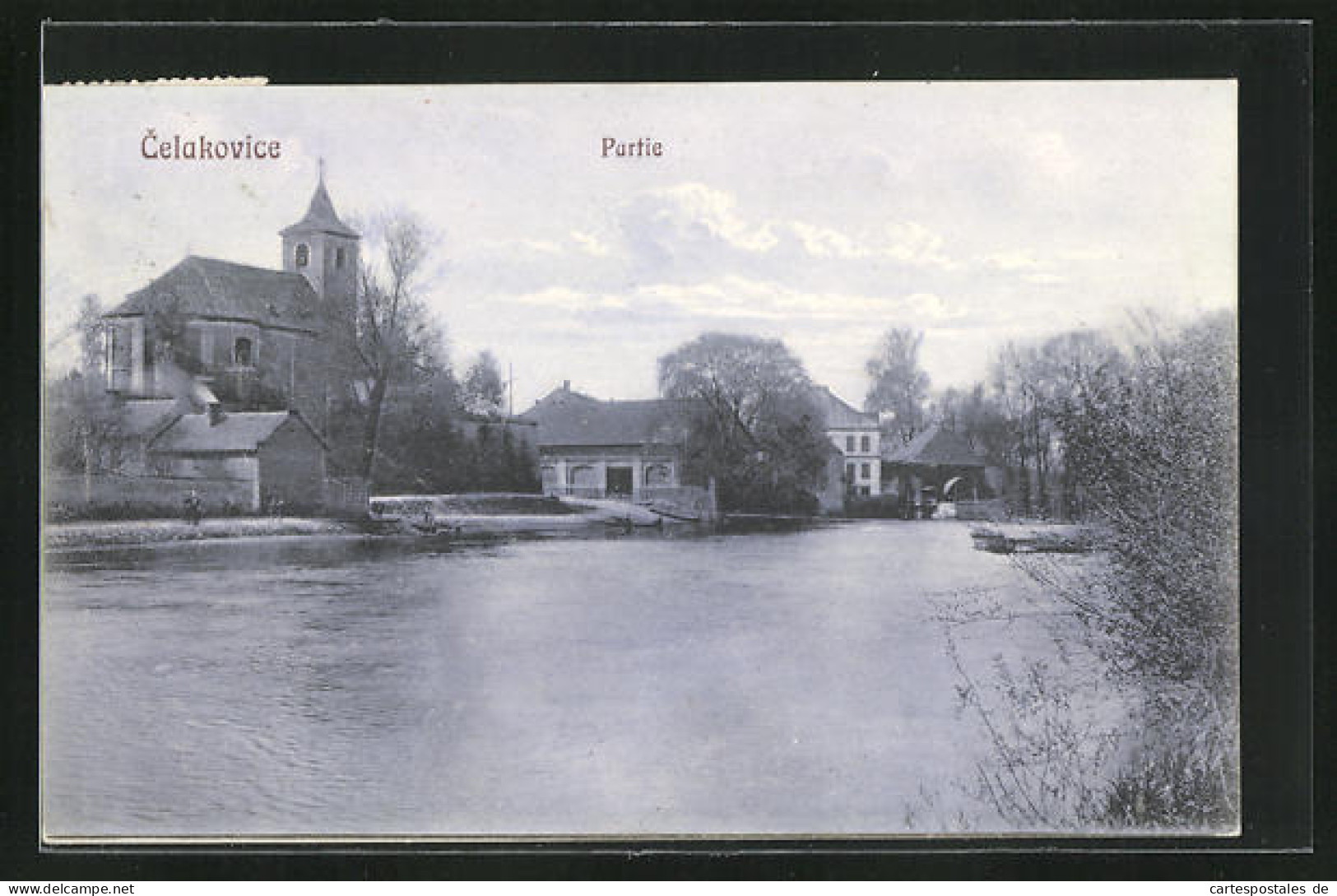 AK Celákovice, Blick Vom Fluss Zur Kirche  - Tchéquie
