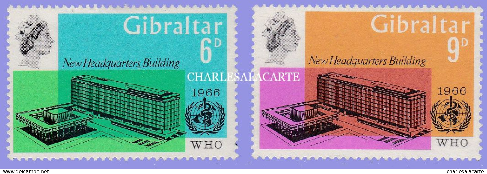 GIBRALTAR 1966  Q.E. II  W.H.O. HEADQUARTERS  S.G. 193-194  U.M. - Gibraltar