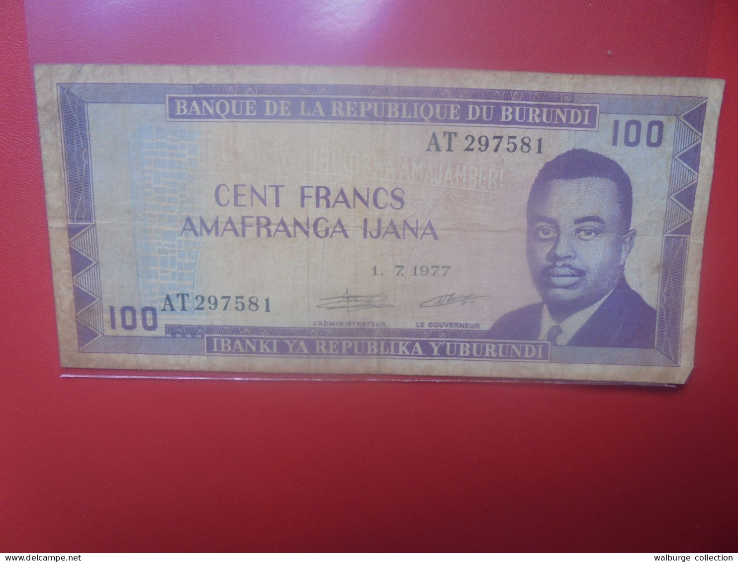 BURUNDI 100 FRANCS 1-7-1977 Circuler (B.33) - Burundi
