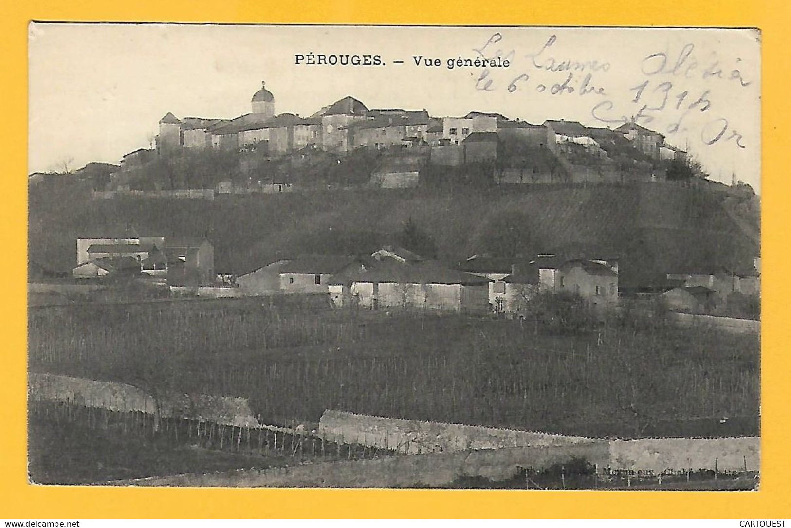 CPA PEROUGES - VUE GENERALE - Habitations - 1914 - Pérouges