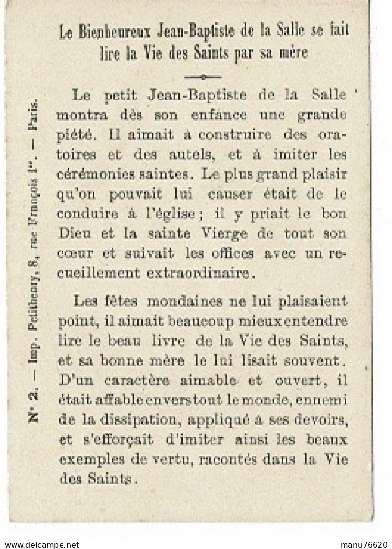 IMAGE RELIGIEUSE - CANIVET :  2 Portrait Du Bienheureux Jean Baptiste De La Salle , Imp. Petithenry - France . - Godsdienst & Esoterisme