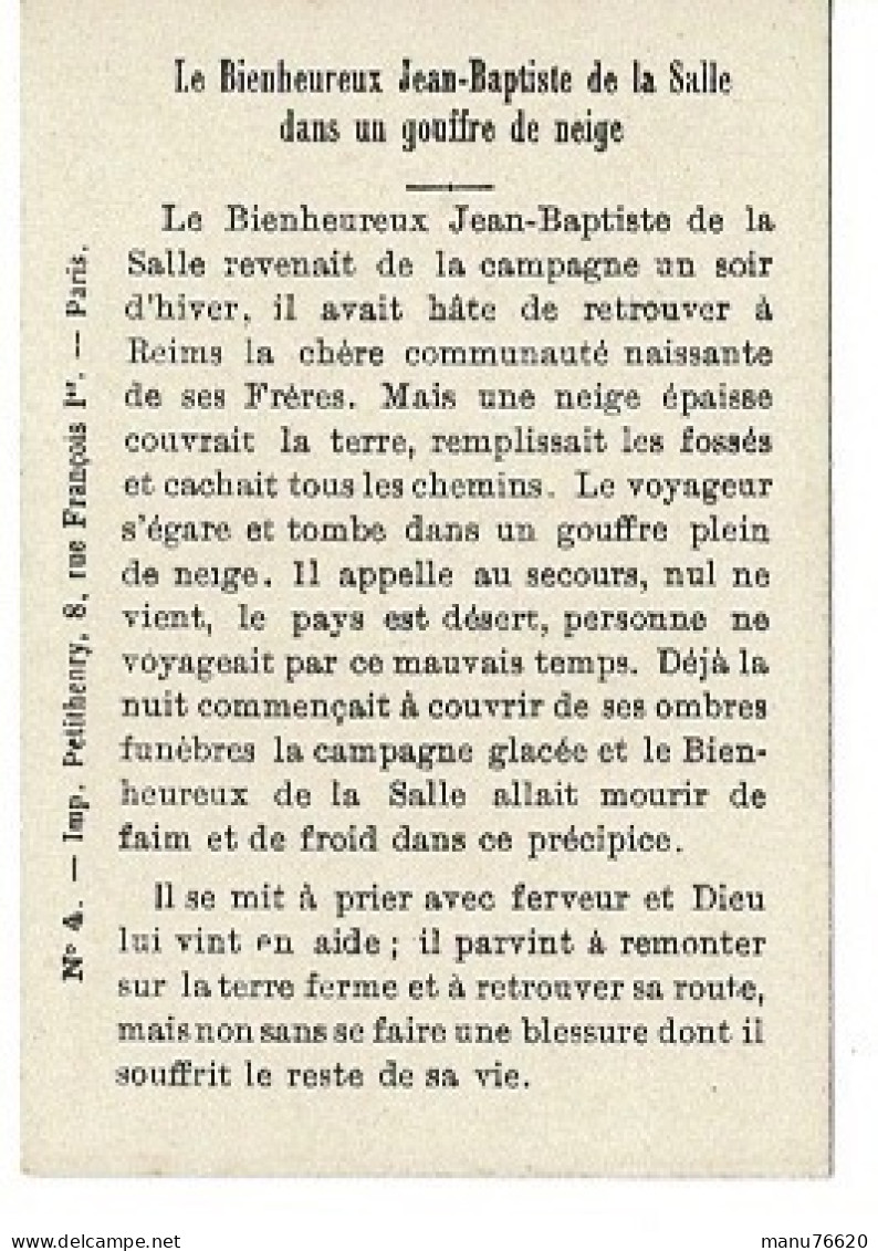 IMAGE RELIGIEUSE - CANIVET :  4 Portrait Du Bienheureux Jean Baptiste De La Salle , Imp. Petithenry - France . - Religion & Esotericism