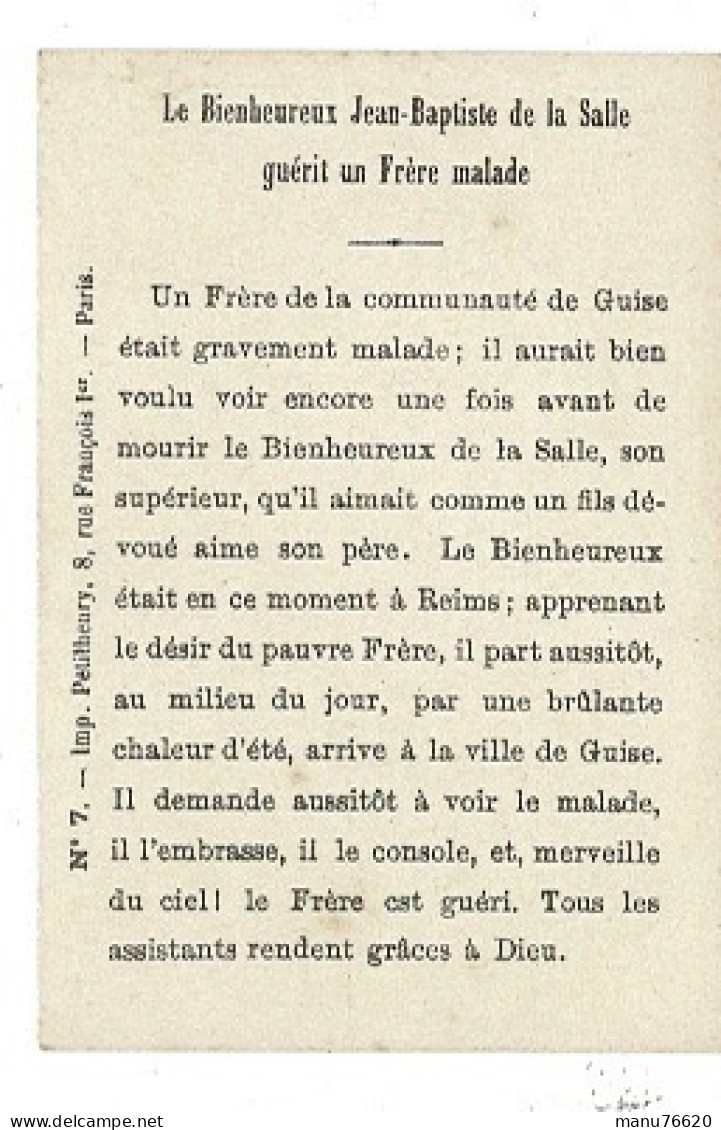 IMAGE RELIGIEUSE - CANIVET :  7 Portrait Du Bienheureux Jean Baptiste De La Salle , Imp. Petithenry - France . - Religion &  Esoterik
