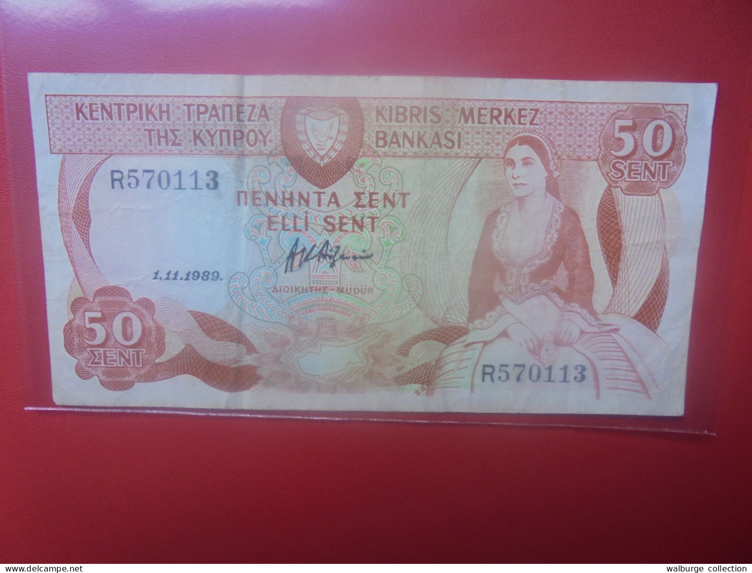 CHYPRE 50 Cents 1989 Circuler COTES:7-30$ (B.33) - Zypern