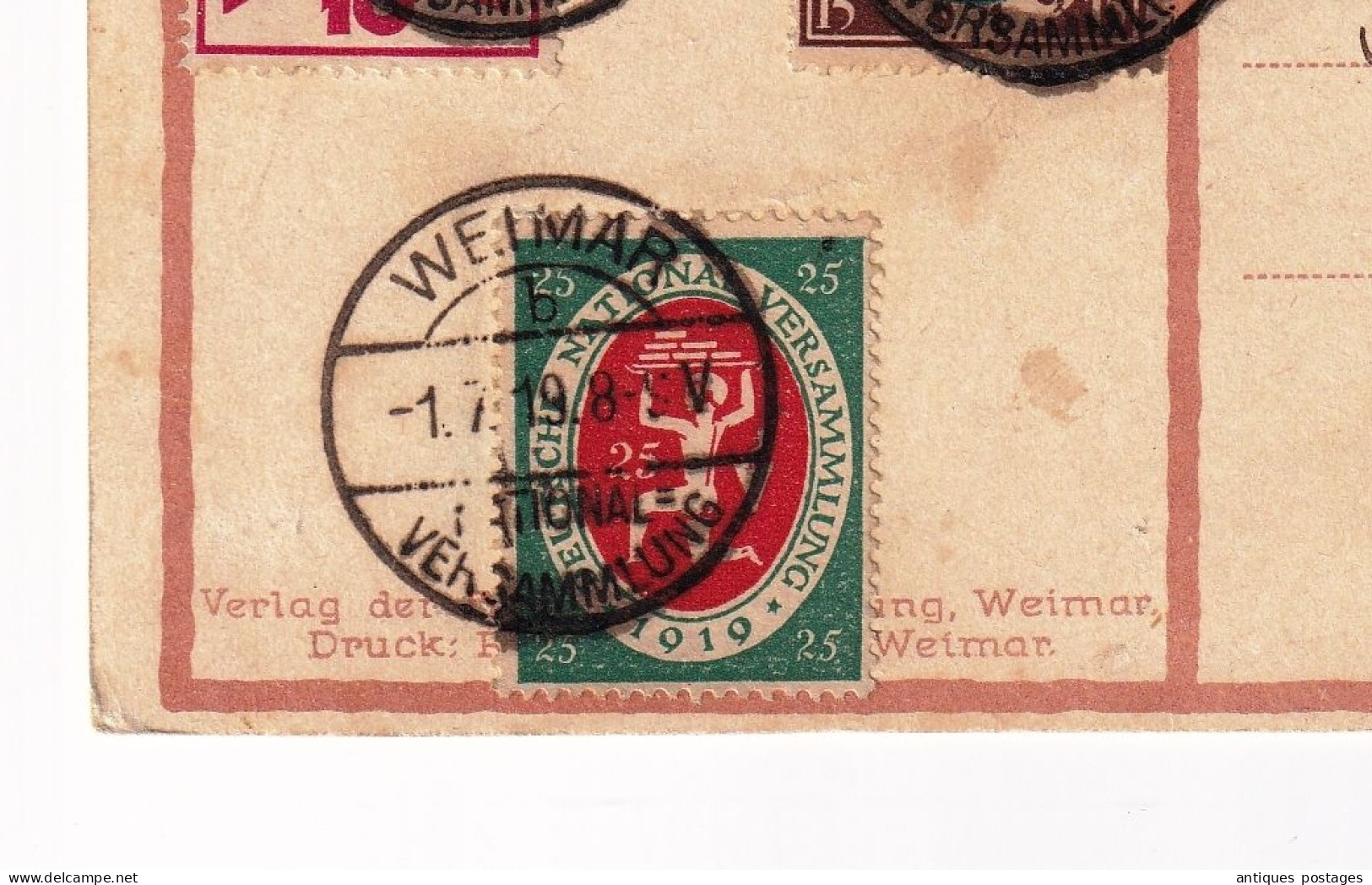 Offizielle Postkarte Weimar 1919 Weimarer Nationalversammlung Deutschland Weimarer Republik République De Weimar - Covers & Documents