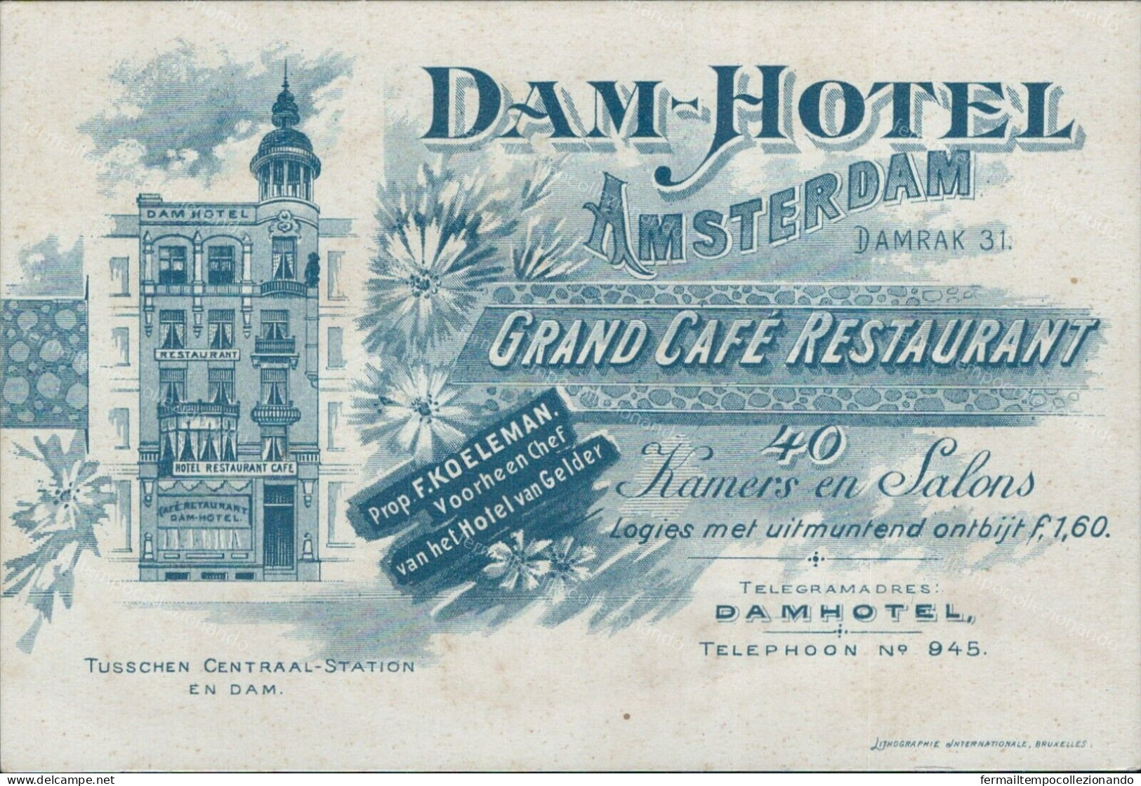 V776 Cartolina Dam Hotel Amsterdam Grand Cafe' Restaurant - Altri & Non Classificati
