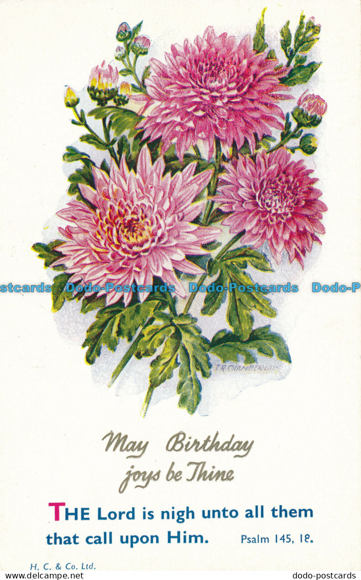 R050506 Greetings. May Birthday Joys Be Thine. Flowers - World