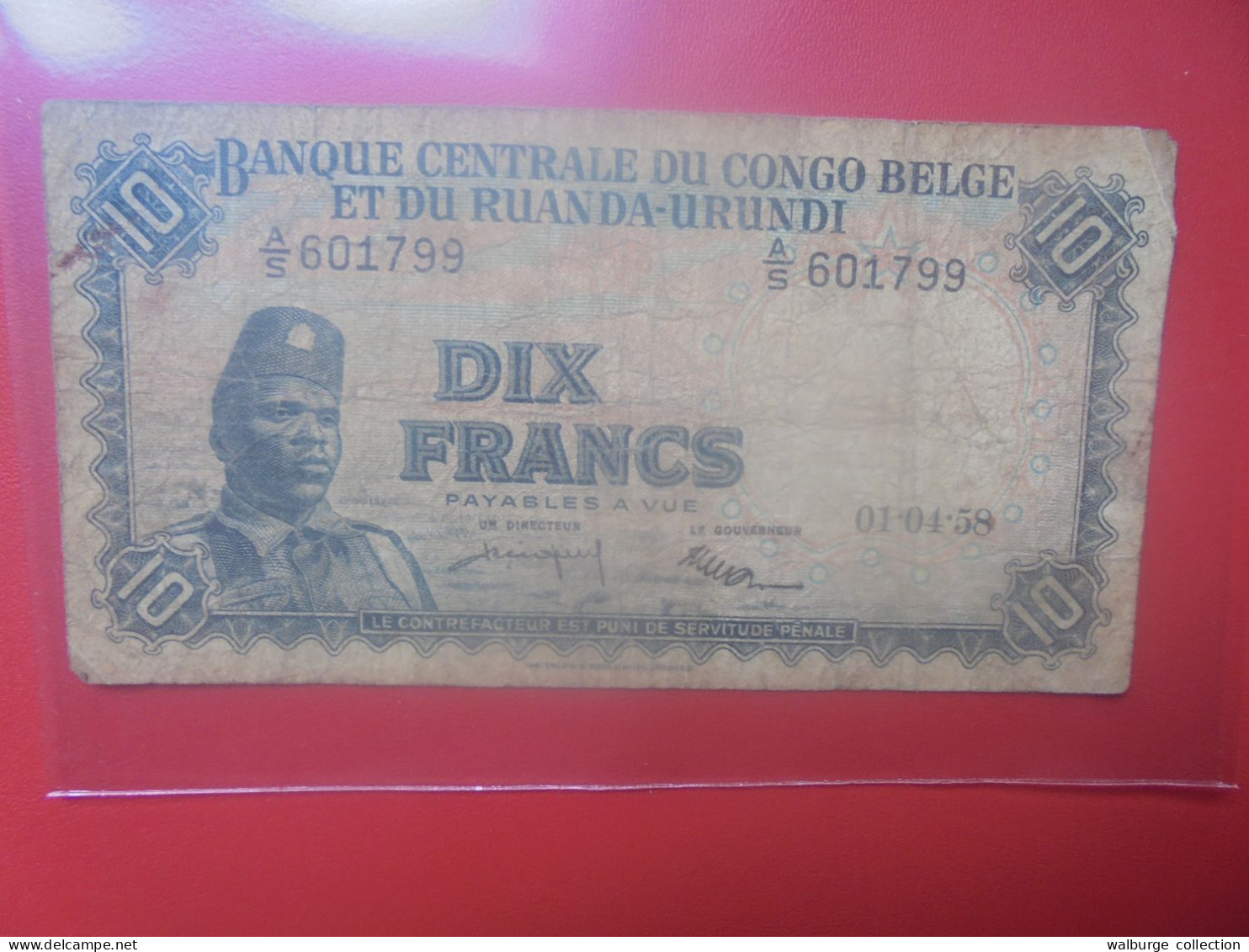 CONGO BELGE 10 FRANCS 1-4-58 Circuler (B.33) - Banco De Congo Belga