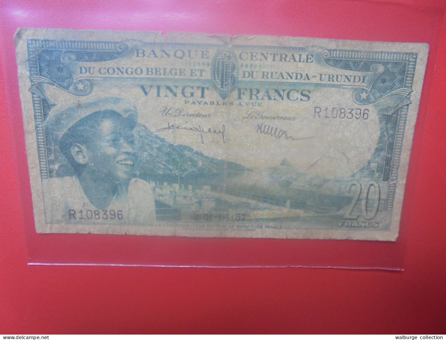 CONGO BELGE 20 FRANCS 1-6-57 Circuler (B.33) - Banca Del Congo Belga