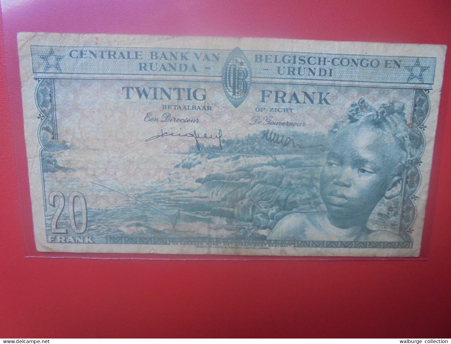 CONGO BELGE 20 FRANCS 1-8-57 Circuler (B.33) - Bank Belg. Kongo