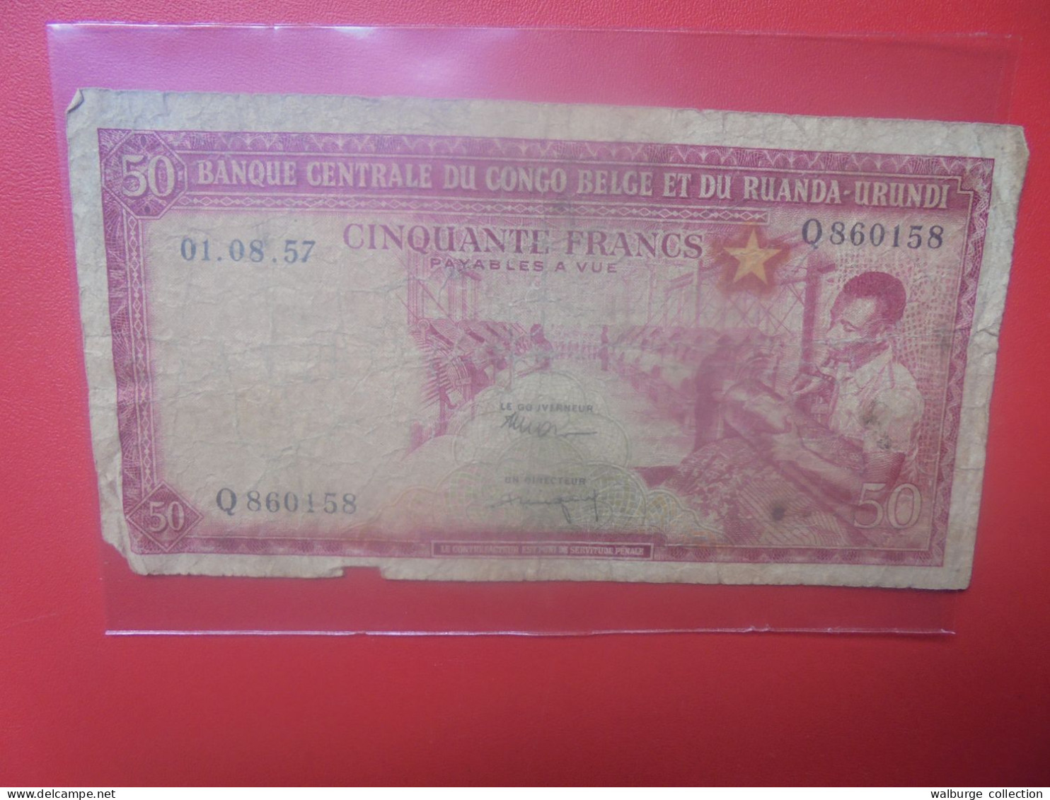 CONGO BELGE 50 FRANCS 1-8-57 Circuler (B.33) - Banco De Congo Belga