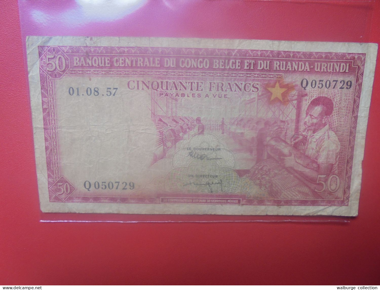 CONGO BELGE 50 FRANCS 1-8-57 Circuler (B.33) - Banco De Congo Belga