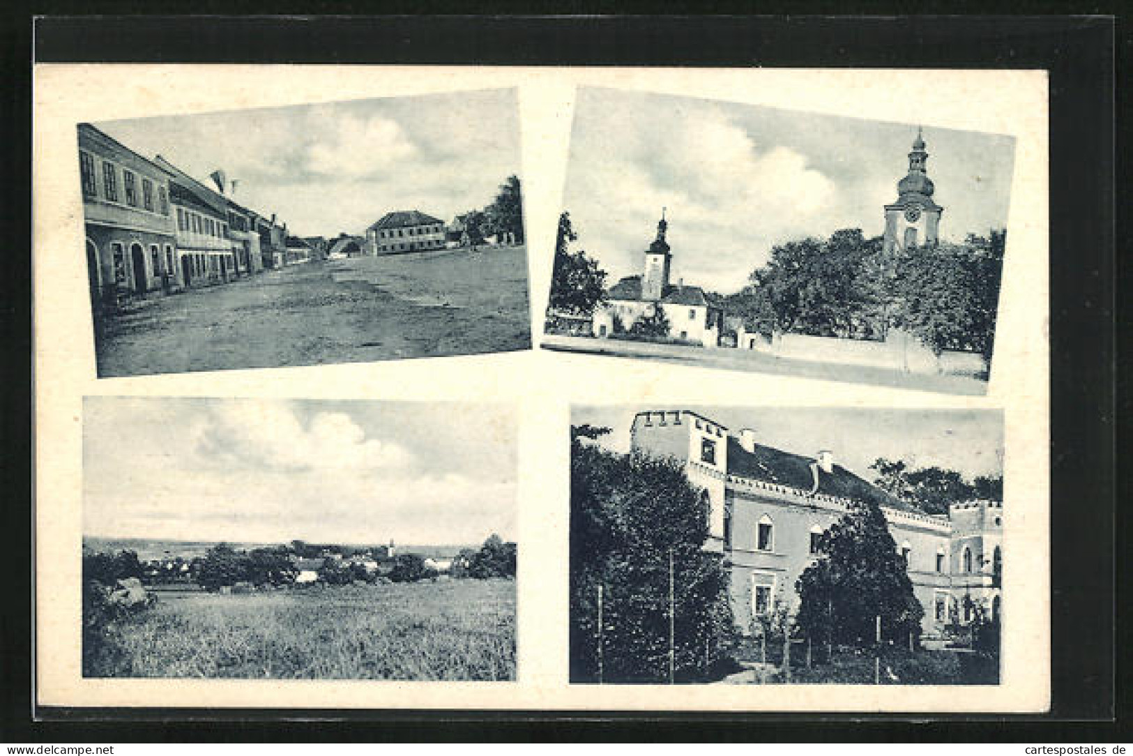 AK Petrovice U Sedlcan, Schloss, Hauptplpatz, Ansicht Der Kirche  - Czech Republic