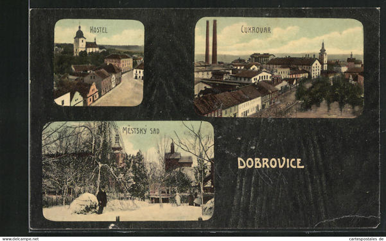 AK Dobrovice, Kostel, Mestský Sad, Cukrovar  - Czech Republic