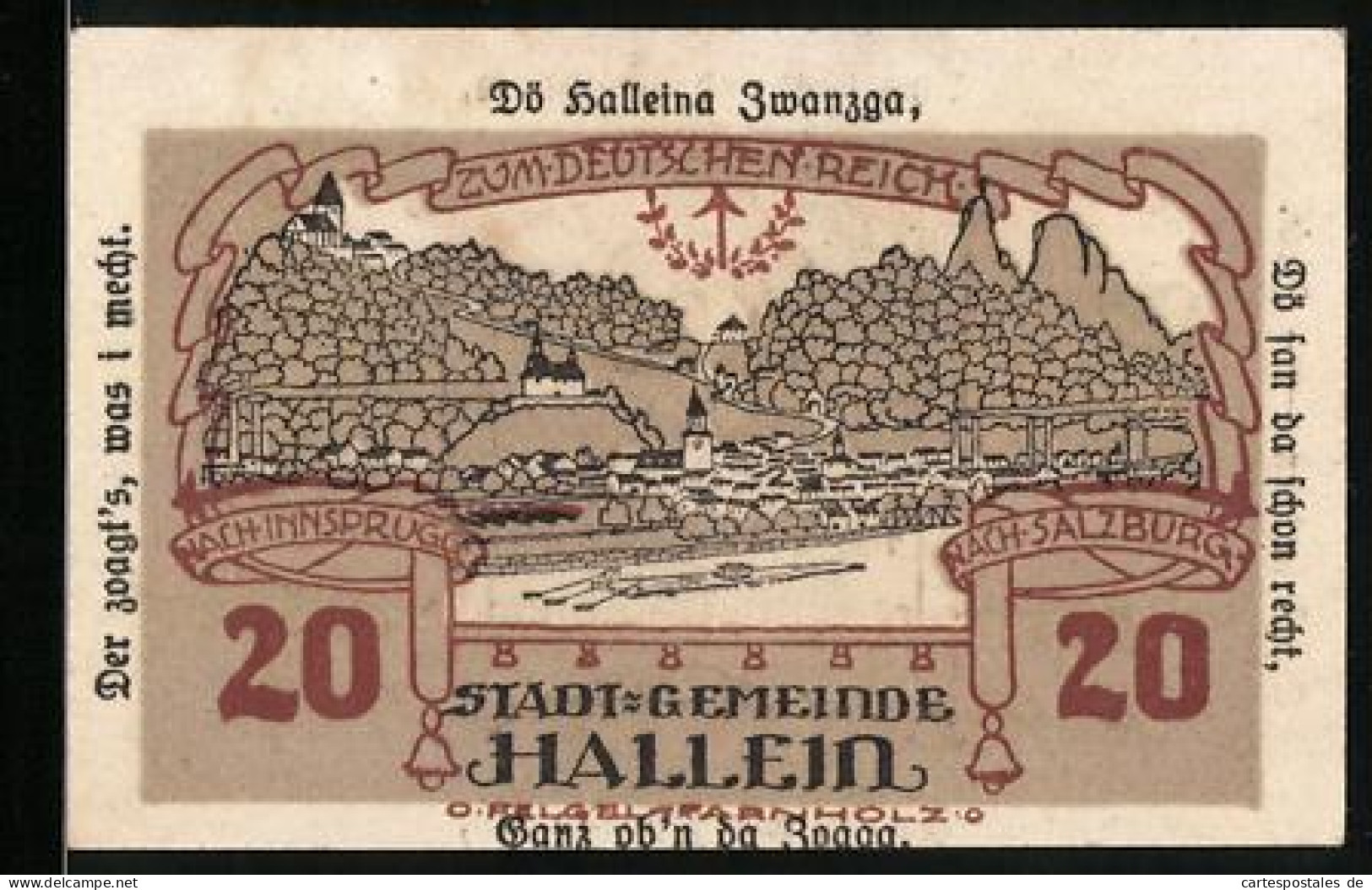 Notgeld Hallein 1920, 20 Heller, Kirche Und Stadtansicht  - Oostenrijk