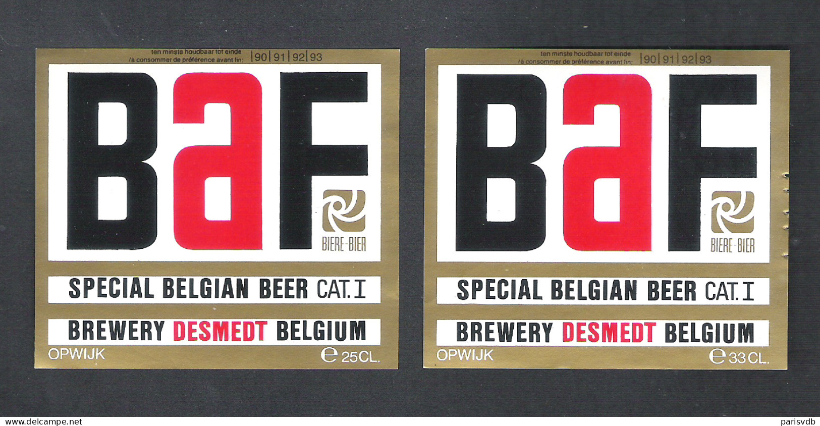 BROUWERIJ DESMEDT - B A F - 2 BIERETIKETTEN  (BE 027) - Beer