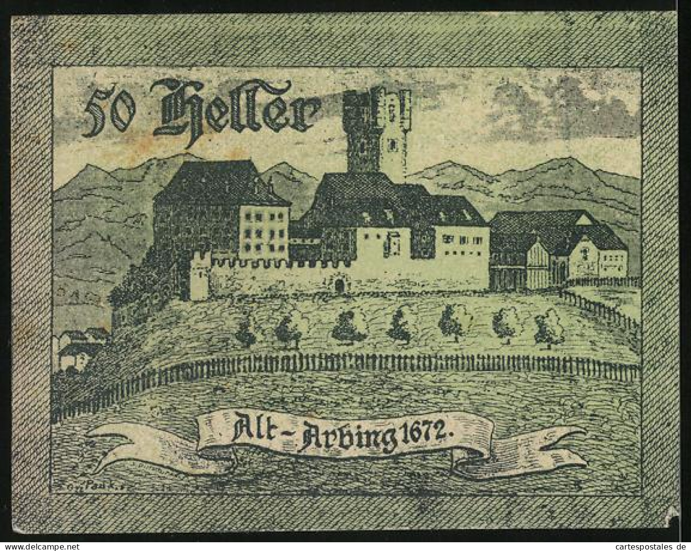 Notgeld Arbing 1920, 50 Heller, Wappen Der Walchen 1573, Alt-Arbing 1672  - Oostenrijk