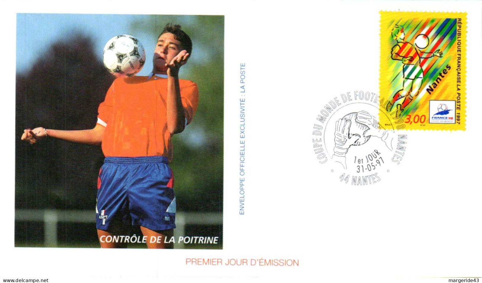 FDC  1996 FOOTBALL FRANCE 98 - CONTROLE DE LA POITRINE - 1990-1999