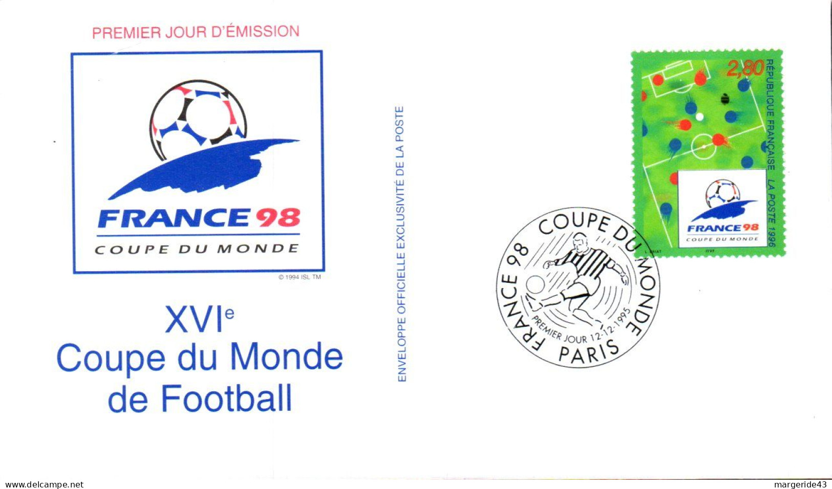 FDC  1995 FOOTBALL FRANCE 98 - 1990-1999