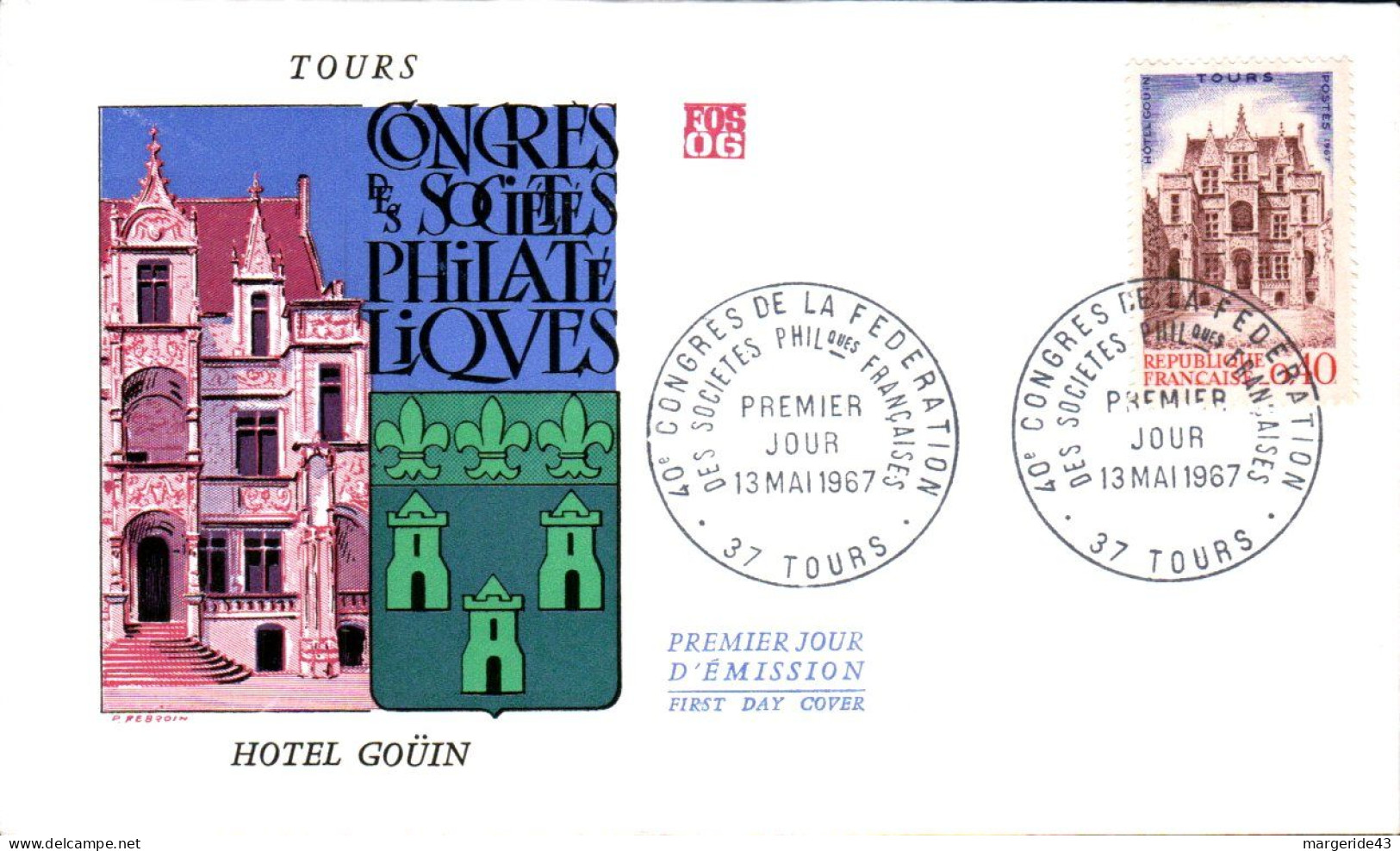 FDC  1967 CONGRES PHILA TOURS - 1960-1969