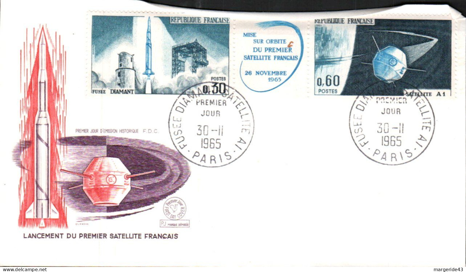 FDC  1965 FUSEE ET SATELLITE - 1960-1969