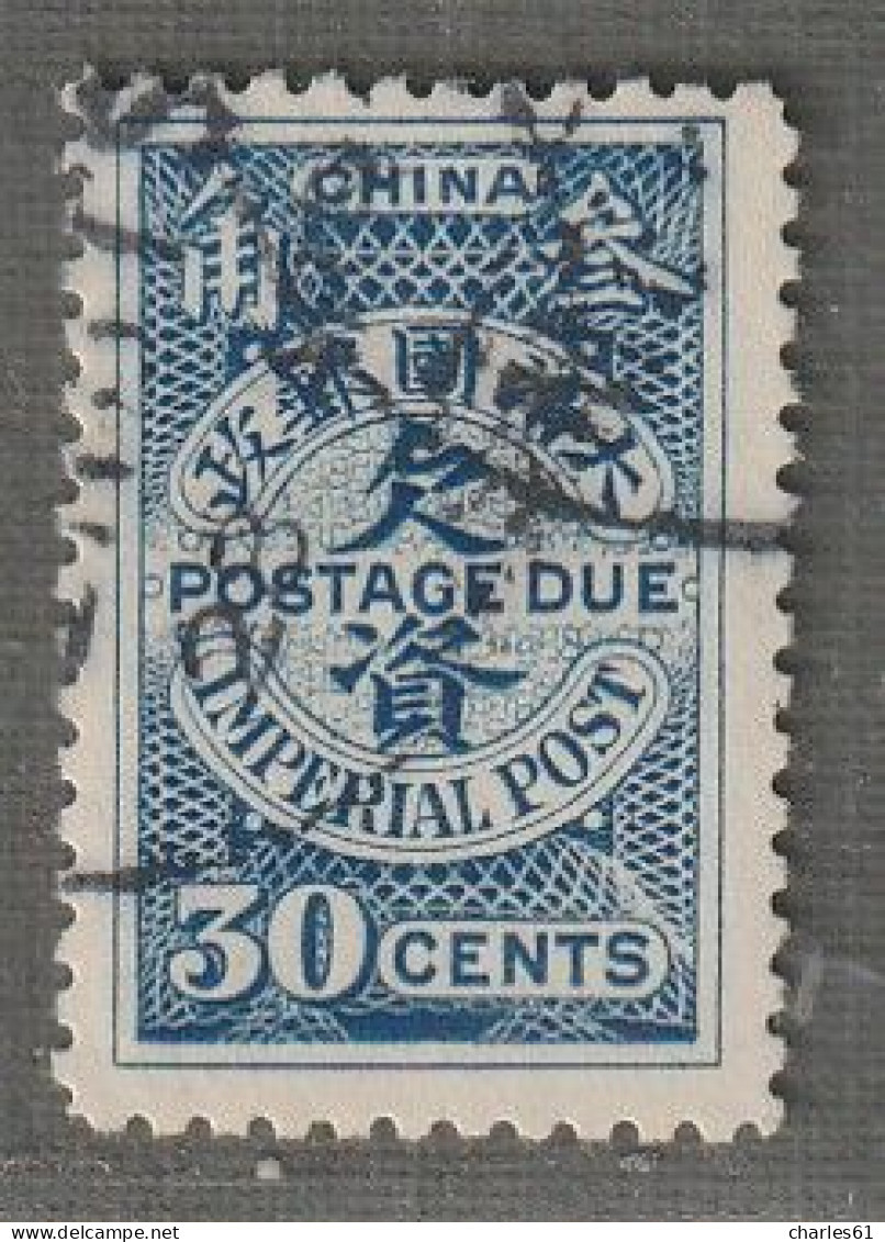 CHINE - Timbres-Taxe : N°14 Obl (1904) 30c Bleu - Portomarken