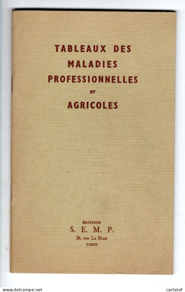 Tableaux Des Maladies Professionnelles Et Agricoles . Laboratoires DAUSSE . S.E.P.P. - Gezondheid