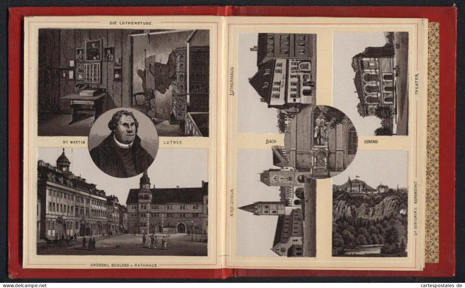Leporello-Album 30 Lithographie-Ansichten Eisenach, Wartburg Und Umgebung, Ruhla, Ritterhof, Elisabethengang, Luther  - Litografia