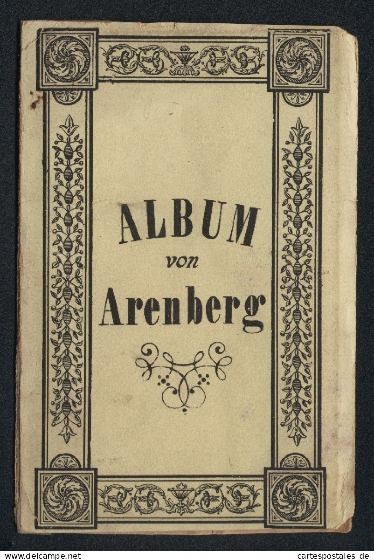 Leporello-Album 13 Lithographie-Ansichten Arenberg, Herz-Jesu Kapelle, Tempel, Lourdesgrotte, Kirchen Inneres  - Lithographien