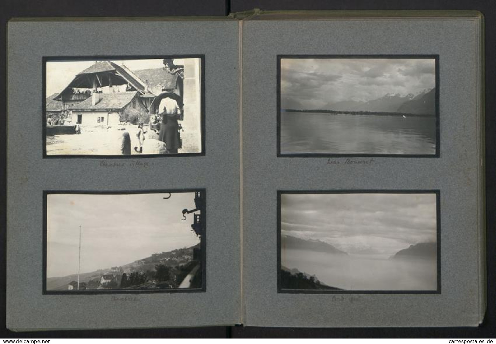 Fotoalbum Mit 48 Fotografien, Ansicht Chexbres, Grand Hotel, Marktszene, Chateau De Chillon, Genfersee  - Albums & Verzamelingen