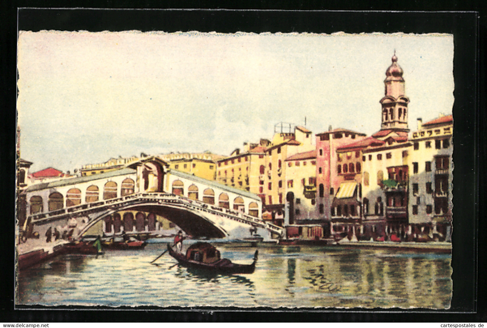 Künstler-AK Venedig, Ponte Di Rialto Im Abendlicht  - Other & Unclassified