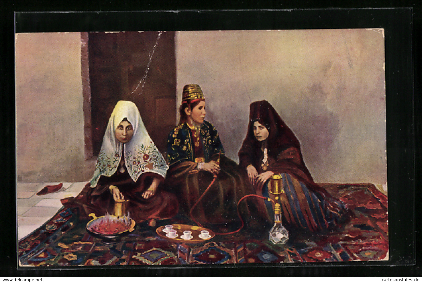 AK Bethlehem, Women At Home, Frauen In Tracht Rauchen Wasserpfeife  - Non Classés