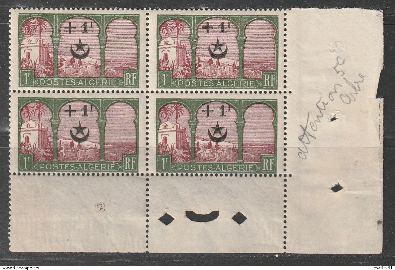 ALGERIE - N°68a+68 X3 ** (1927) Au Profit Des Soldats D'Algérie Blessés Au Maroc- Cinquième Arbre - Signé - Unused Stamps