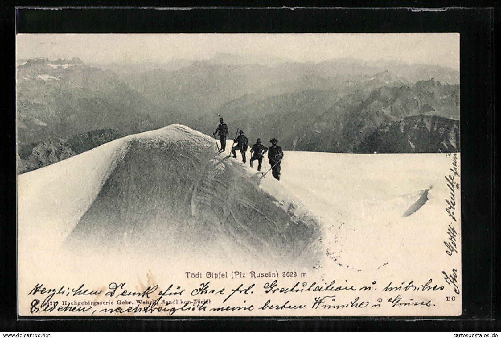 AK Tödi, Piz Rusein, Bergsteiger Auf Dem Gipfel Im Schnee  - Alpinismo