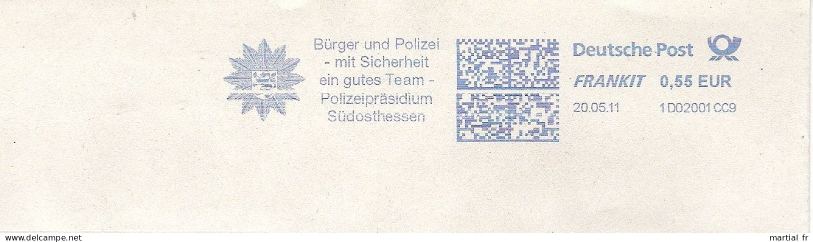 EMA RED METER STAMP FREISTEMPEL ALLEMAGNE DEUTSCHLAND GERMANY POLICE POLICEMAN POLIZEI BEHORDE SUDOSTHESSEN Hessen AFS - Police - Gendarmerie