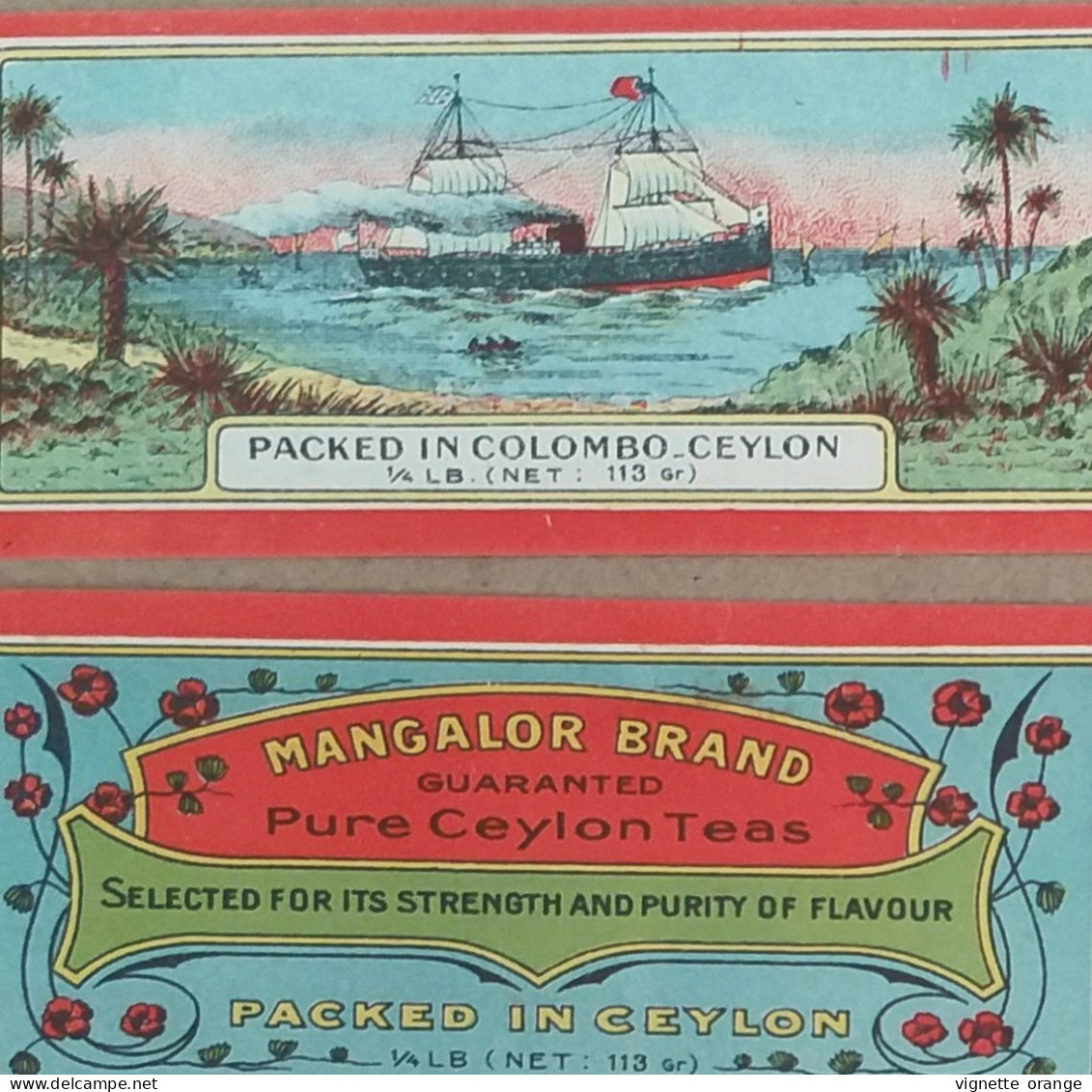 Publicité étiquettes Chromos Thé KAMEL BRAND PACKED IN COLOMBO CEYLON MANGALOR TEA ( 5 Mode Emploie - Werbung